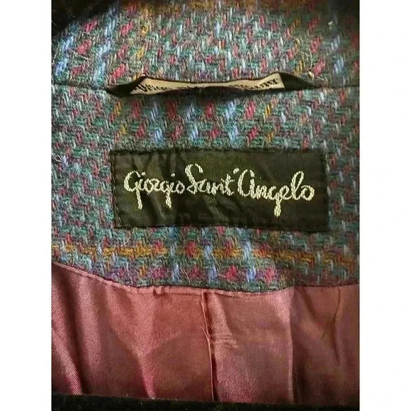 Giorgio Sant Angelo Blazer Jacket 12 Plaid Houndstooth Wool Double Breasted - Picture 3 of 16